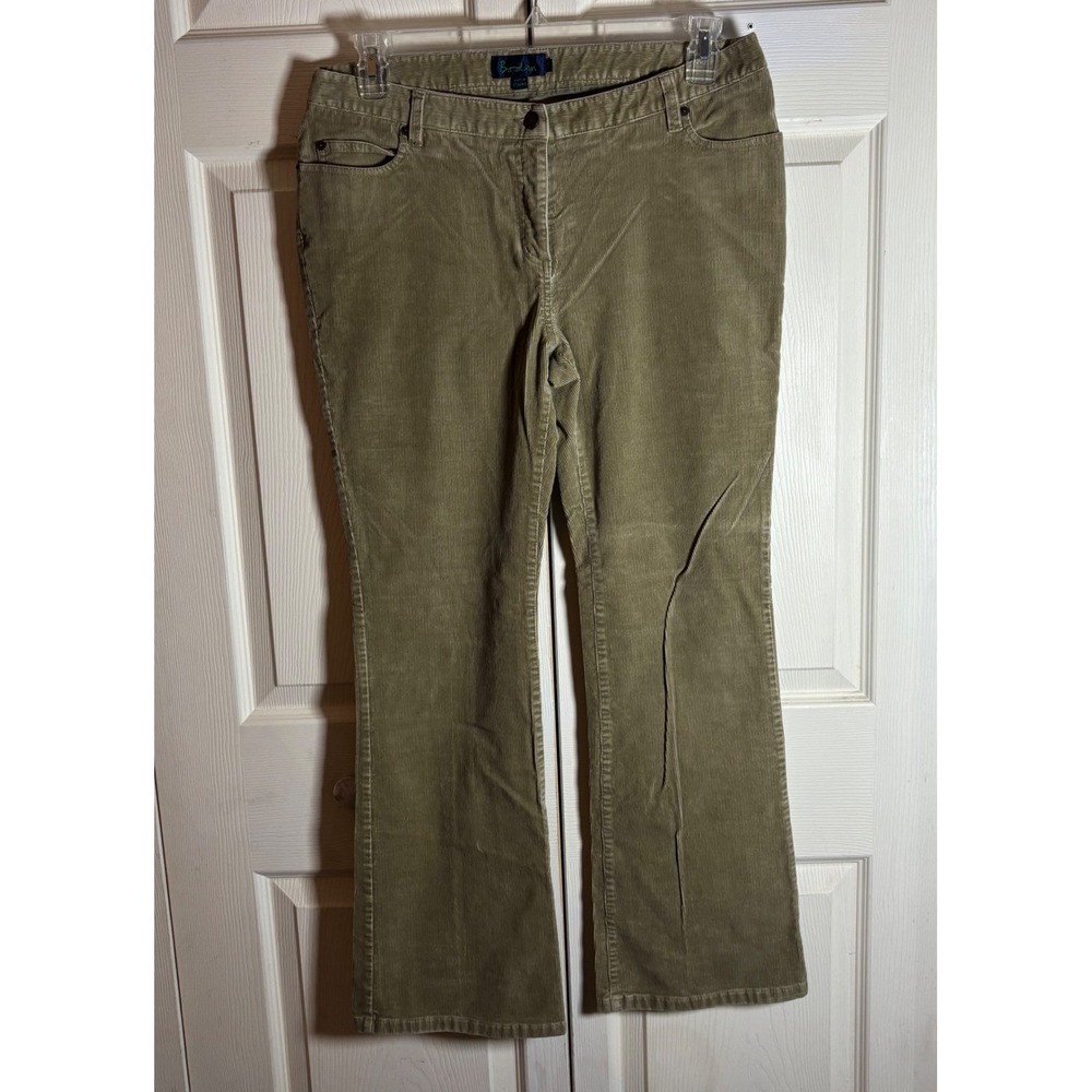 Boden Womens Corduroy Pants Olive Green Tan Bootcut Stretch WM222 Size 14R